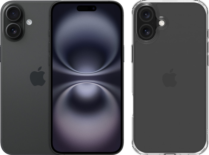 Apple iPhone 16 Plus 128 Go Noir + BlueBuilt Protective Back Cover Transparent Main Image