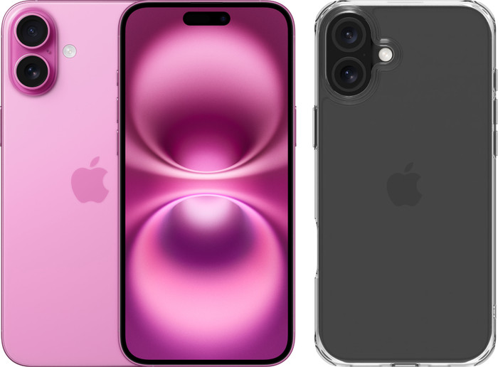 Apple iPhone 16 Plus 128GB Pink + BlueBuilt Protective Back Cover Transparent Main Image