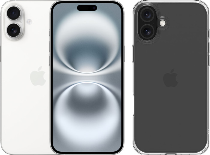 Apple iPhone 16 Plus 128GB White + BlueBuilt Protective Back Cover Transparent Main Image