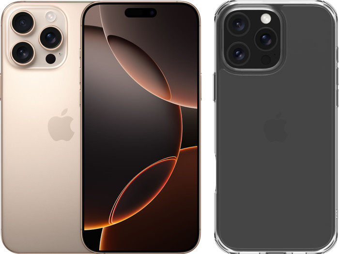 Apple iPhone 16 Pro Max 256GB Desert Titanium + BlueBuilt Back Cover Transparent Main Image