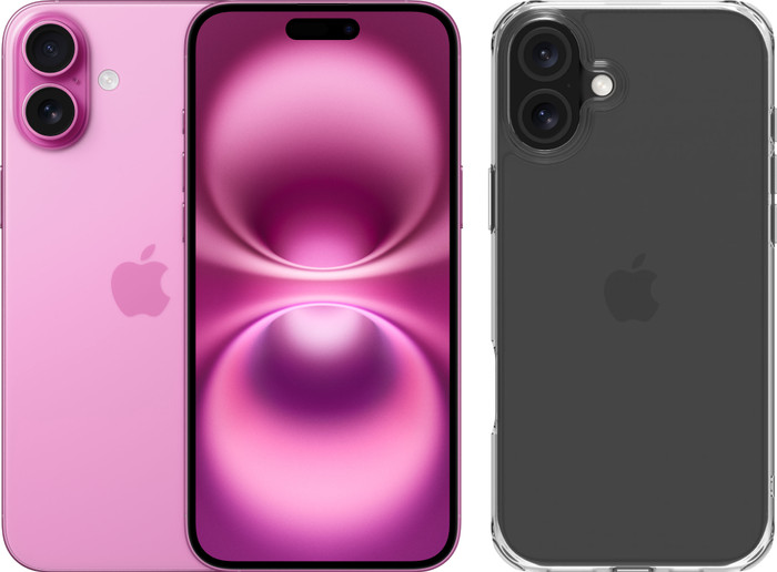 Apple iPhone 16 Plus 256GB Pink + BlueBuilt Protective Back Cover Transparent Main Image