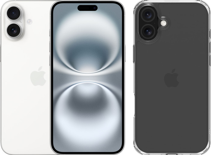 Apple iPhone 16 Plus 256GB White + BlueBuilt Protective Back Cover Transparent Main Image