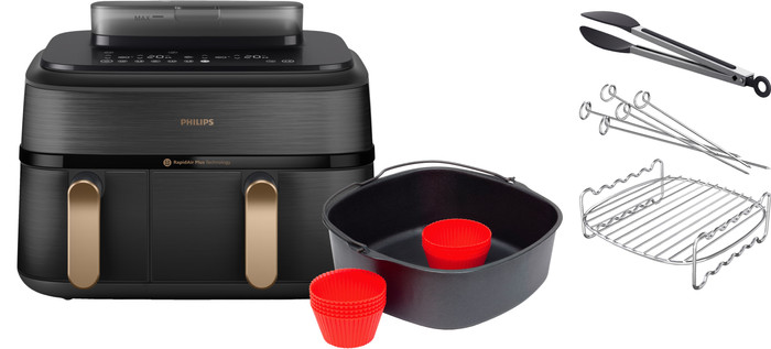 Philips 5000 Series Dual Basket NA552/00 + Set de Cuisson Double Niveau + Kit Expert Cuisson Main Image