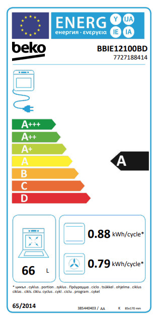 Beko BBIE12100BD AeroPerfect energielabel