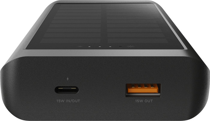 Xtorm Go 2 Solar Power Bank 10,000mAh with Fast Charging and Flashlight Black top