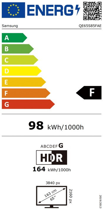 Samsung 65" OLED S85F 4K (2025) + Samsung HW-QS700F (2025) energielabel