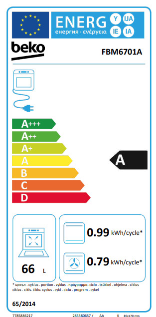 Beko FBM6701A AeroPerfect classe énergétique