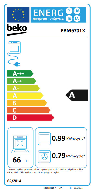 Beko FBM6701X AeroPerfect energielabel