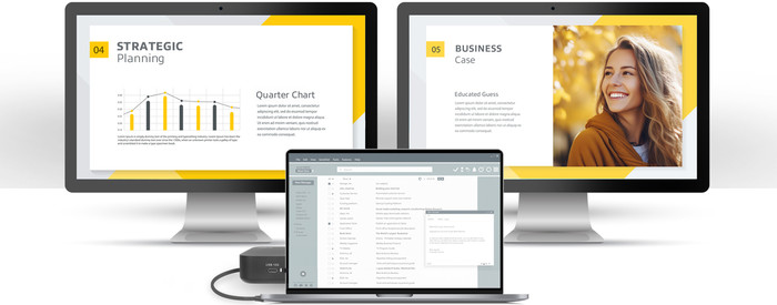 ACT Usb C Dual 4K Monitor DisplayLink Docking Station product in gebruik