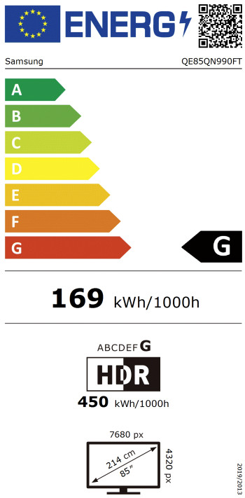 Samsung 85" Neo QLED QN990F 8K (2025) + Samsung HW-Q930F Noir classe énergétique