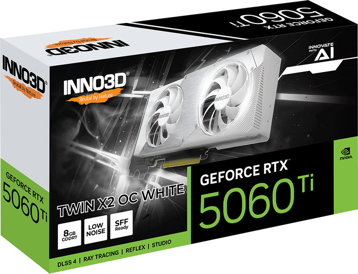 INNO3D GeForce RTX 5060 Ti TWIN X2 OC WHITE 8 Go emballage