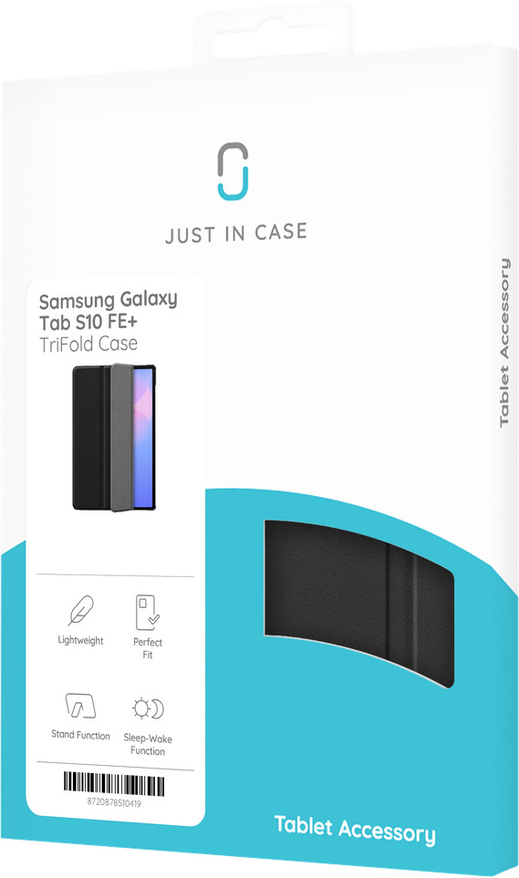 Just in Case Samsung Galaxy Tab S10 FE Plus TriFold Book Case Noir emballage