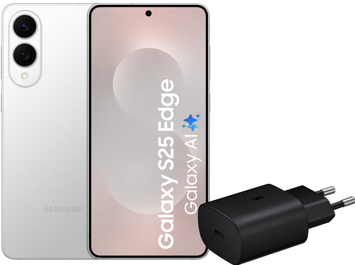 Samsung Galaxy S25 Edge 256 Go Argent 5G + Samsung Chargeur 25 Watts Noir Main Image