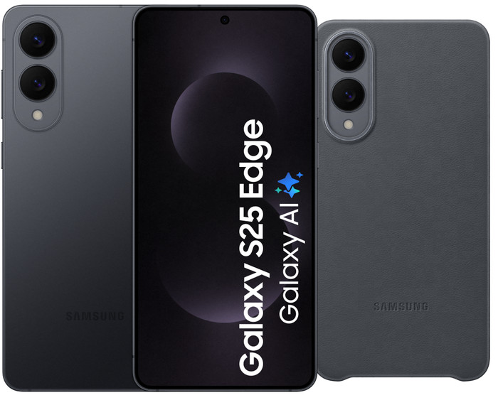 Samsung Galaxy S25 Edge 512 Go Noir 5G + Samsung Kindsuit Back Cover Noir Main Image