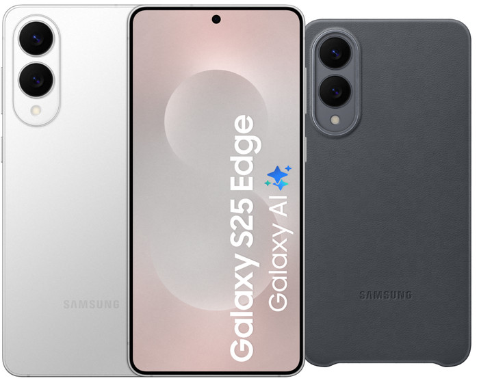 Samsung Galaxy S25 Edge 512 Go Argent 5G + Samsung Kindsuit Back Cover Noir Main Image