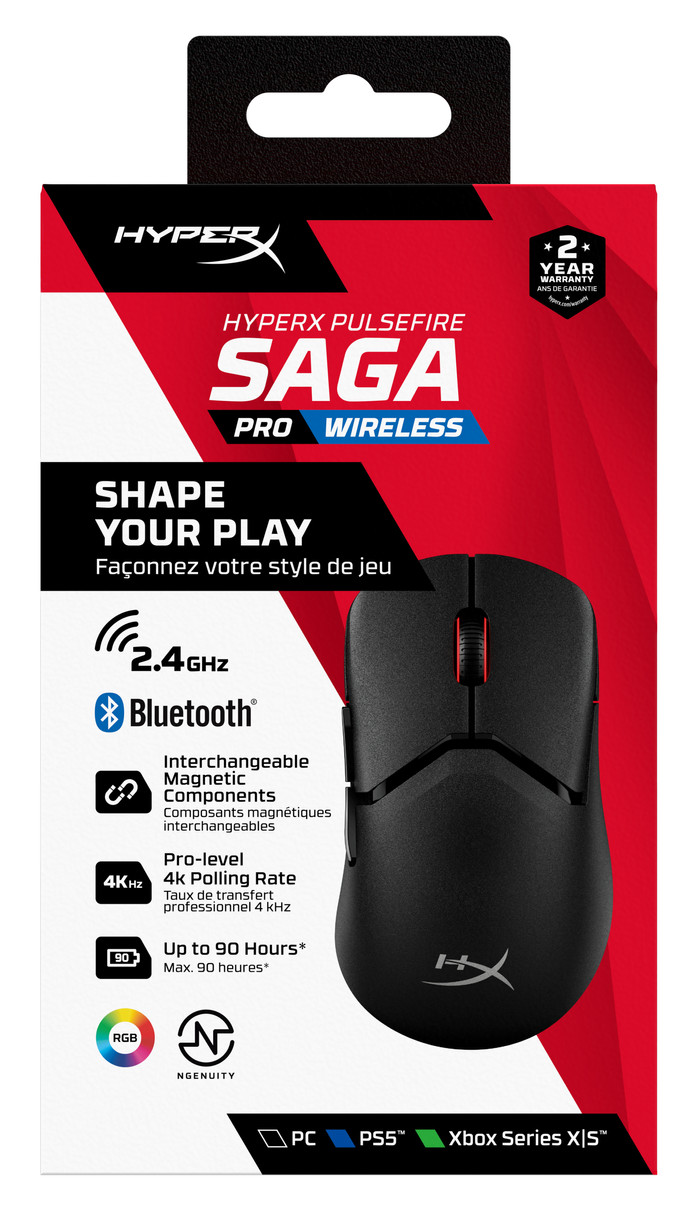 HyperX Pulsefire Saga Pro Wireless Gaming Mouse Black packaging