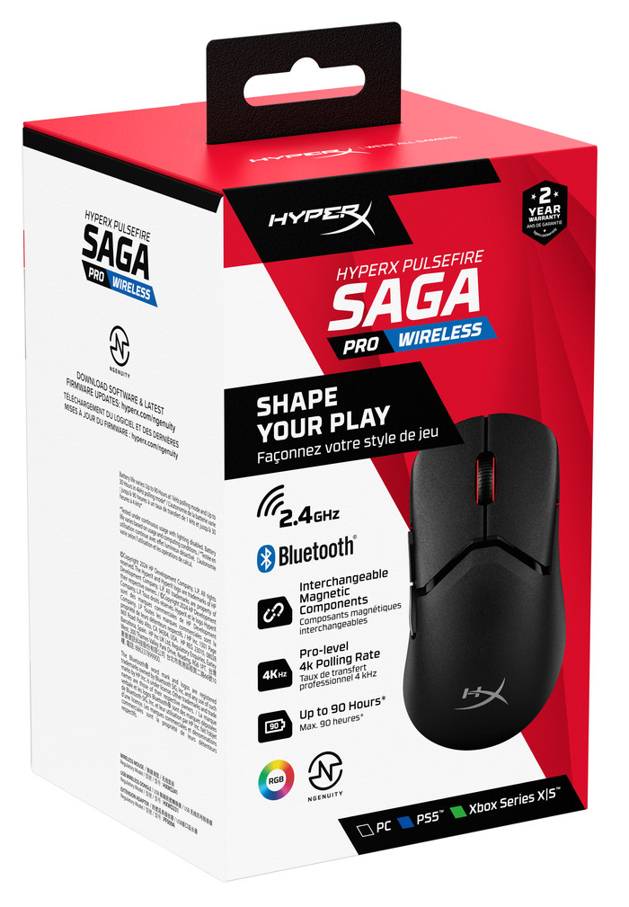 HyperX Pulsefire Saga Pro Wireless Gaming Mouse Black packaging