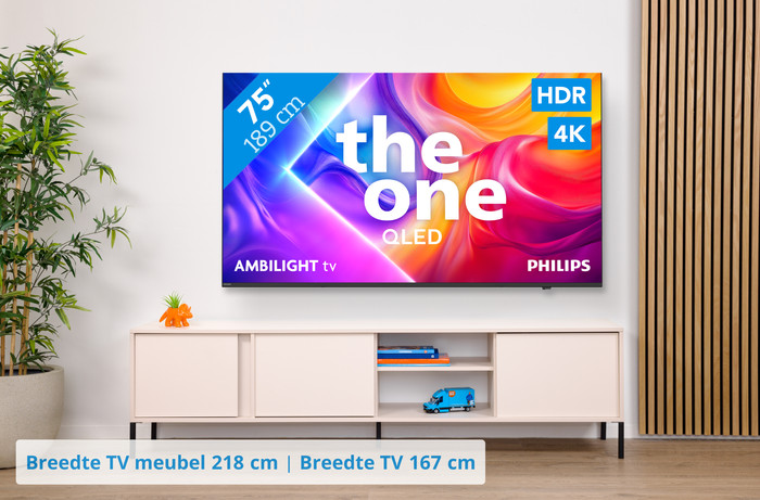 Philips Ambilight 75" PUS9000 QLED 4K (2025) + JBL Bar 300 M2 Zwart visual Coolblue 1