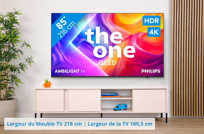 Philips Ambilight 85" PUS9000 QLED 4K (2025) + JBL Bar 800 M2 Noir visuel Coolblue 1