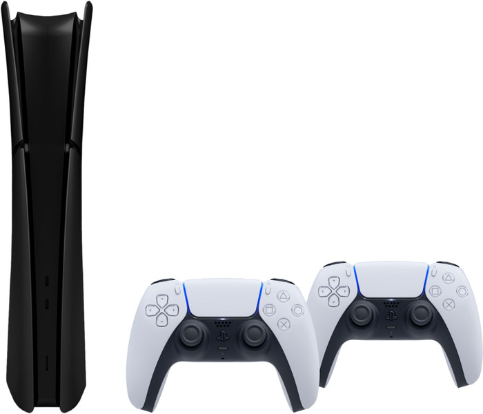 PlayStation 5 Slim Digital Edition + Covers Zwart + Extra Controller Wit Main Image
