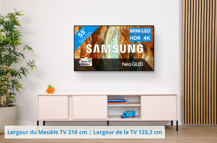 Samsung 55" Neo QLED QN73F 4K (2025) + Samsung HW-B450F (2025) visuel Coolblue 1
