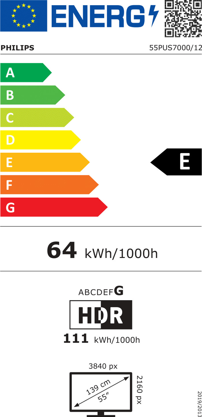 Philips 55'' PUS7000 4K (2025) classe énergétique