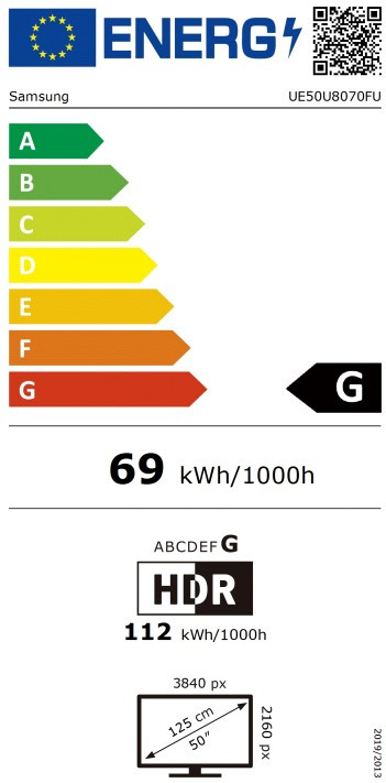 Samsung 50" Crystal UHD U8070F (2025) + Samsung HW-B66CF Noir classe énergétique
