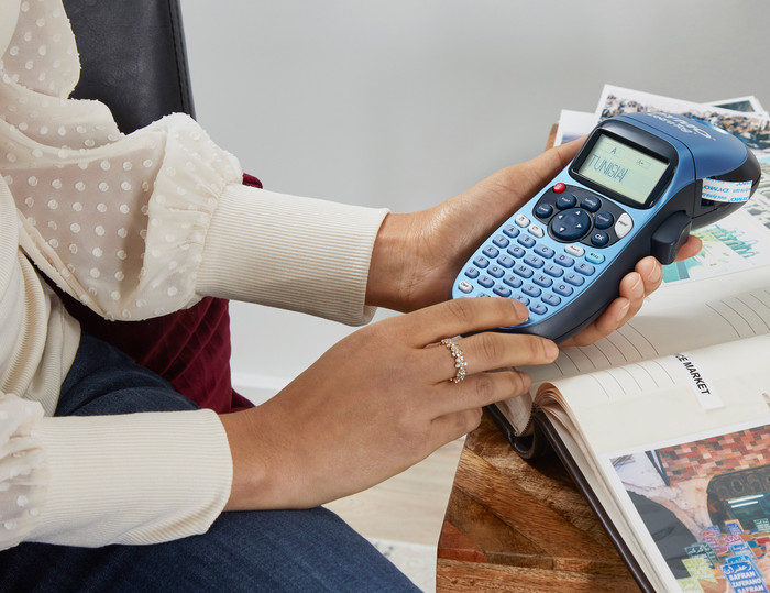 DYMO LetraTag 12mm x 4m Black White Labels 5-pack product in use