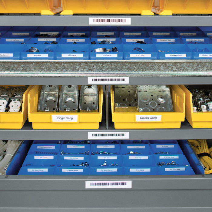 DYMO Rhino 12mm x 5,5m Zwart Wit Vinyl Labels product in gebruik