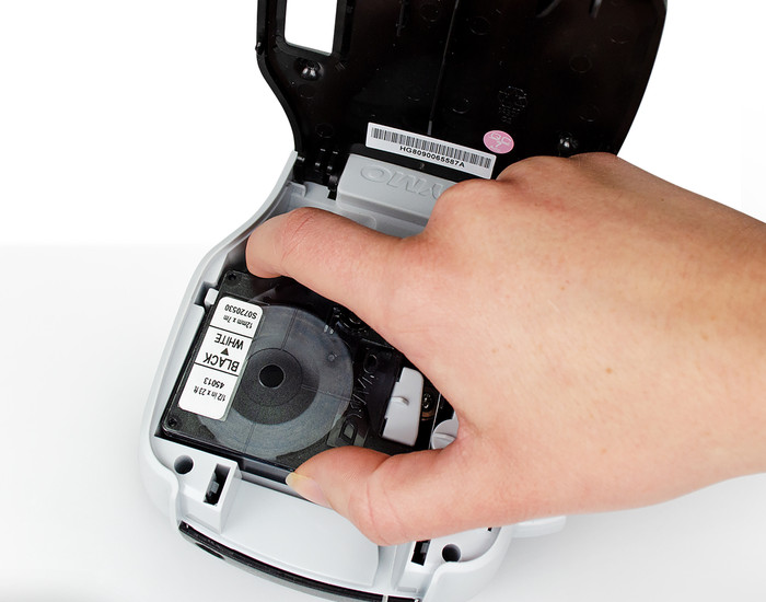 DYMO D1 12mm x 7m 10 Tapes Black White Labels product in use