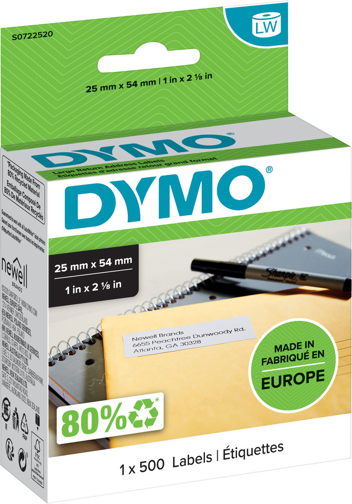 DYMO Return Address Labels 25x54mm 500 Units Main Image