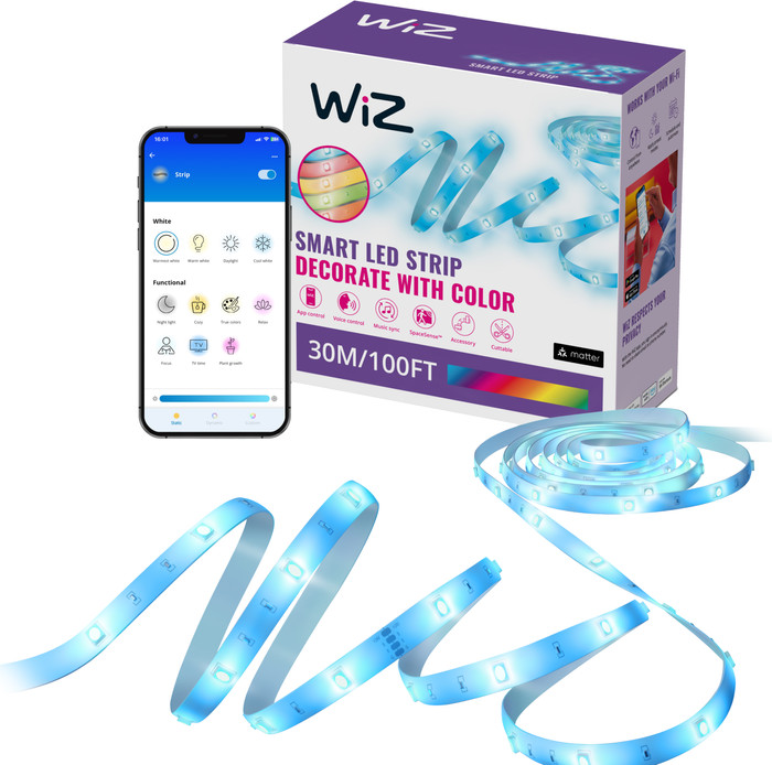 WiZ RGB Lightstrip - Gekleurd Licht - 30 meter voorkant