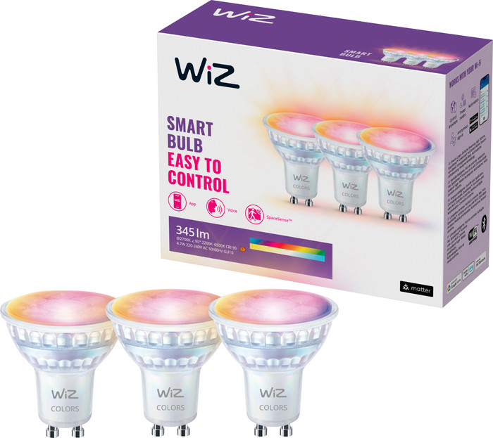 WiZ Spot - Éclairage Coloré et Blanc - GU10 - Lot de 3 avant