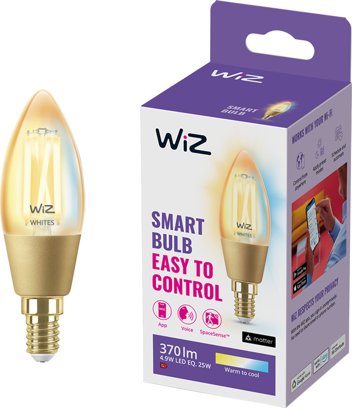WiZ Candle Light Filament - Warm to Cool White Light - Gold - E14 packaging