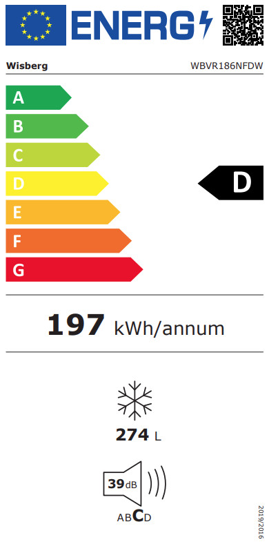 Wisberg WBKK185FZDW + Wisberg WBVR186NFDW energielabel