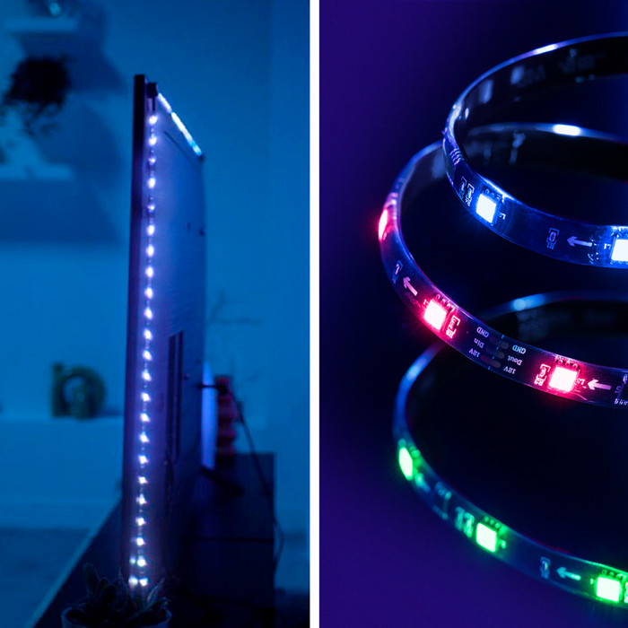 WiZ HDMI Sync Box + Light Strip for 75 - 85-inch TVs product in use