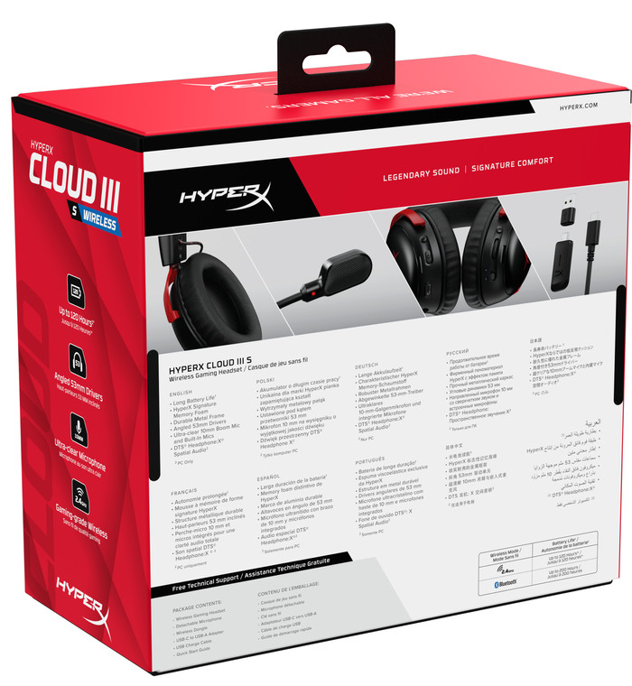 HyperX Cloud III S Wireless Red/Black packaging