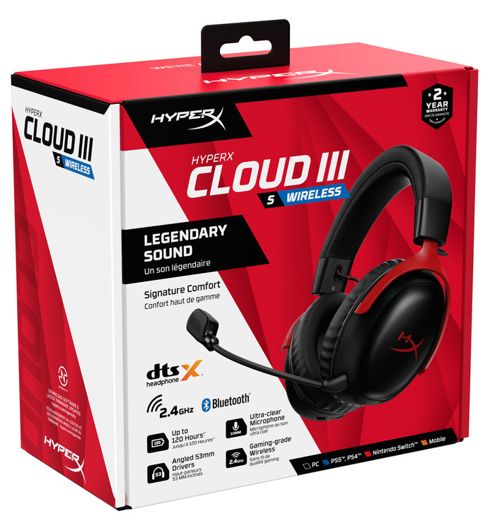 HyperX Cloud III S Wireless Red/Black packaging