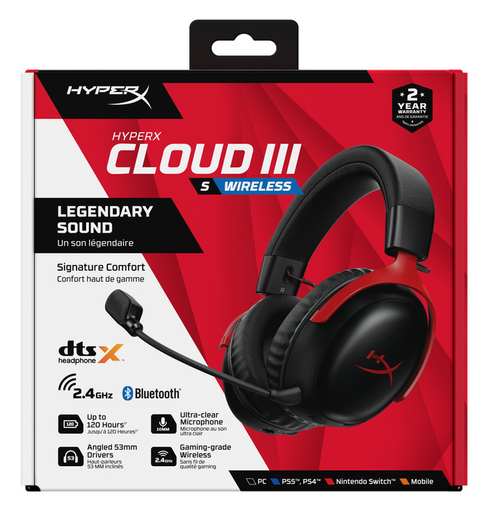 HyperX Cloud III S Wireless Red/Black packaging