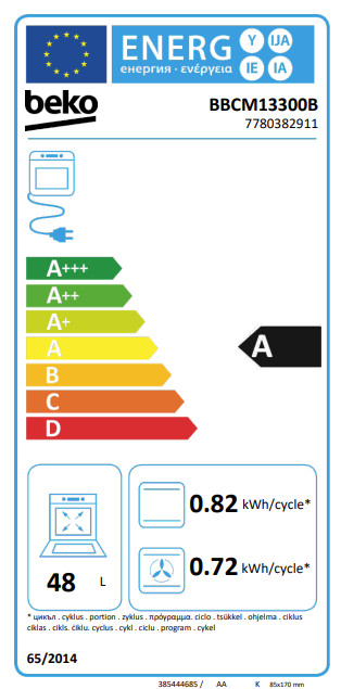 Beko BBCM13300B AeroPerfect energielabel