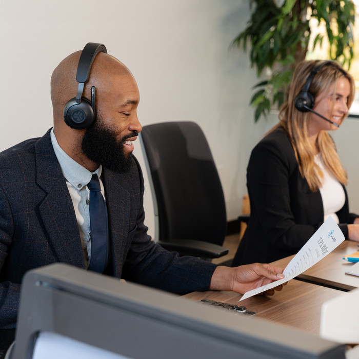 JLab Epic Work ANC Wireless Office Headset Graphite product in use