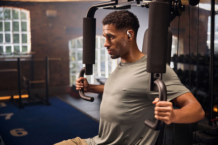 Shokz OpenFit 2+ Gray product in use