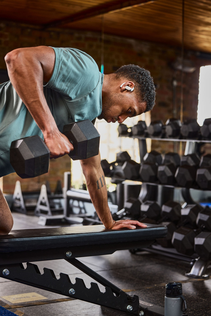 Shokz OpenFit 2+ Gray product in use