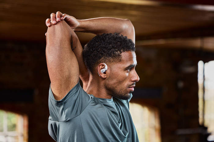 Shokz OpenFit 2+ Gray product in use