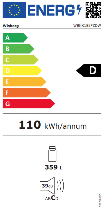 Wisberg WBKK185FZDW + Wisberg WBVR186NFDW energielabel
