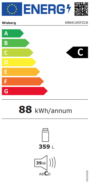 Wisberg WBKK185FZCB + Wisberg WBVR185NFCB energy label