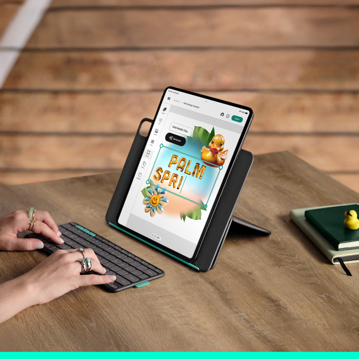 Logitech Flip Folio iPad Pro (2024)/iPad Air (2025) 13 inches Keyboard Cover AZERTY product in use