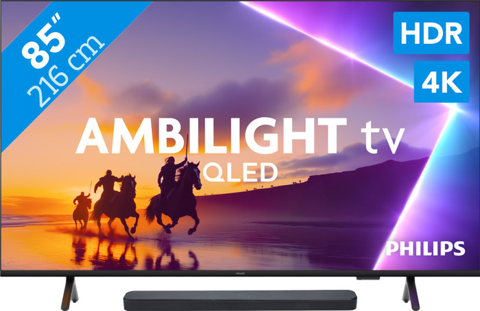 Philips Ambilight 85" PUS8500 QLED 4K (2025) + JBL Bar 300 M2 Zwart Main Image
