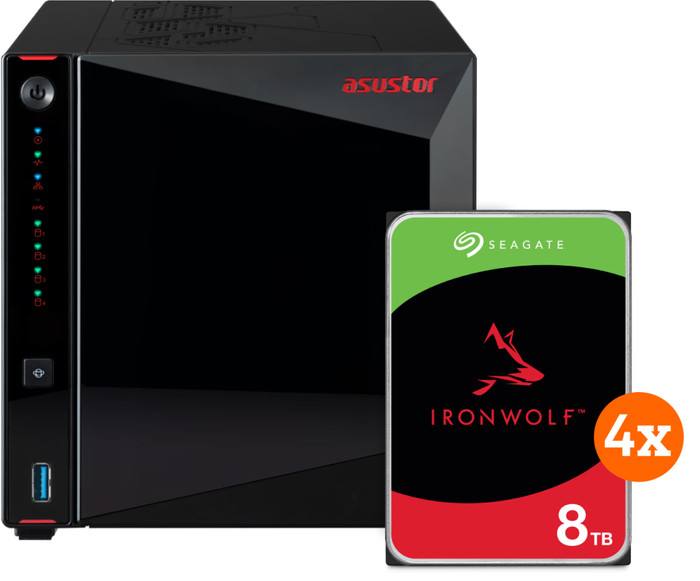 ASUSTOR AS5404T + Seagate IronWolf 32TB (4x 8TB) Main Image