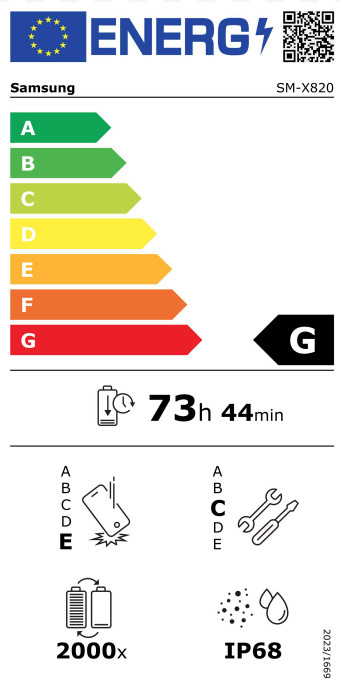 Samsung Galaxy Tab S10 Plus 12.4 inches 256GB WiFi Gray + BlueBuilt Keyboard Cover AZERTY energy label